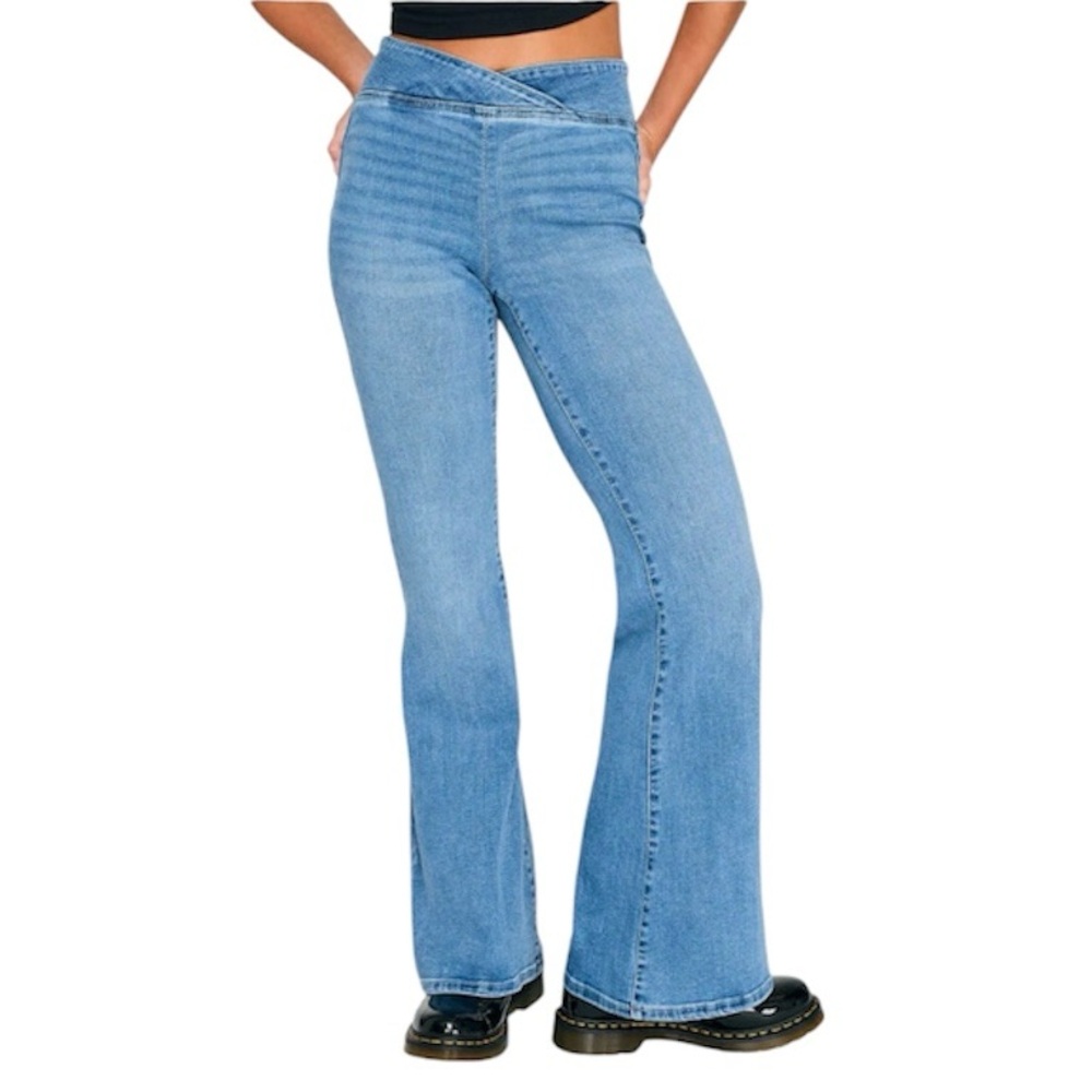 Aeropostale Y2K Pull On High Waisted Soft Flex Stretch Jeans Flare Leg SMALL